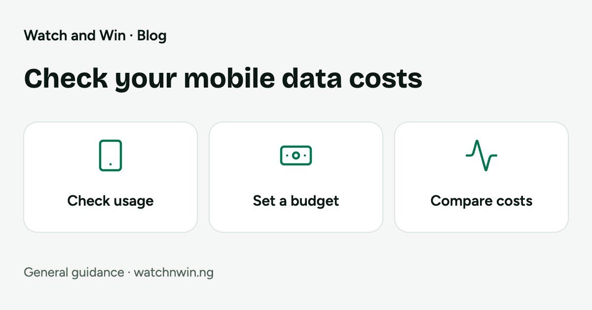Mobile data budget workflow: check usage, set a budget and compare costs.